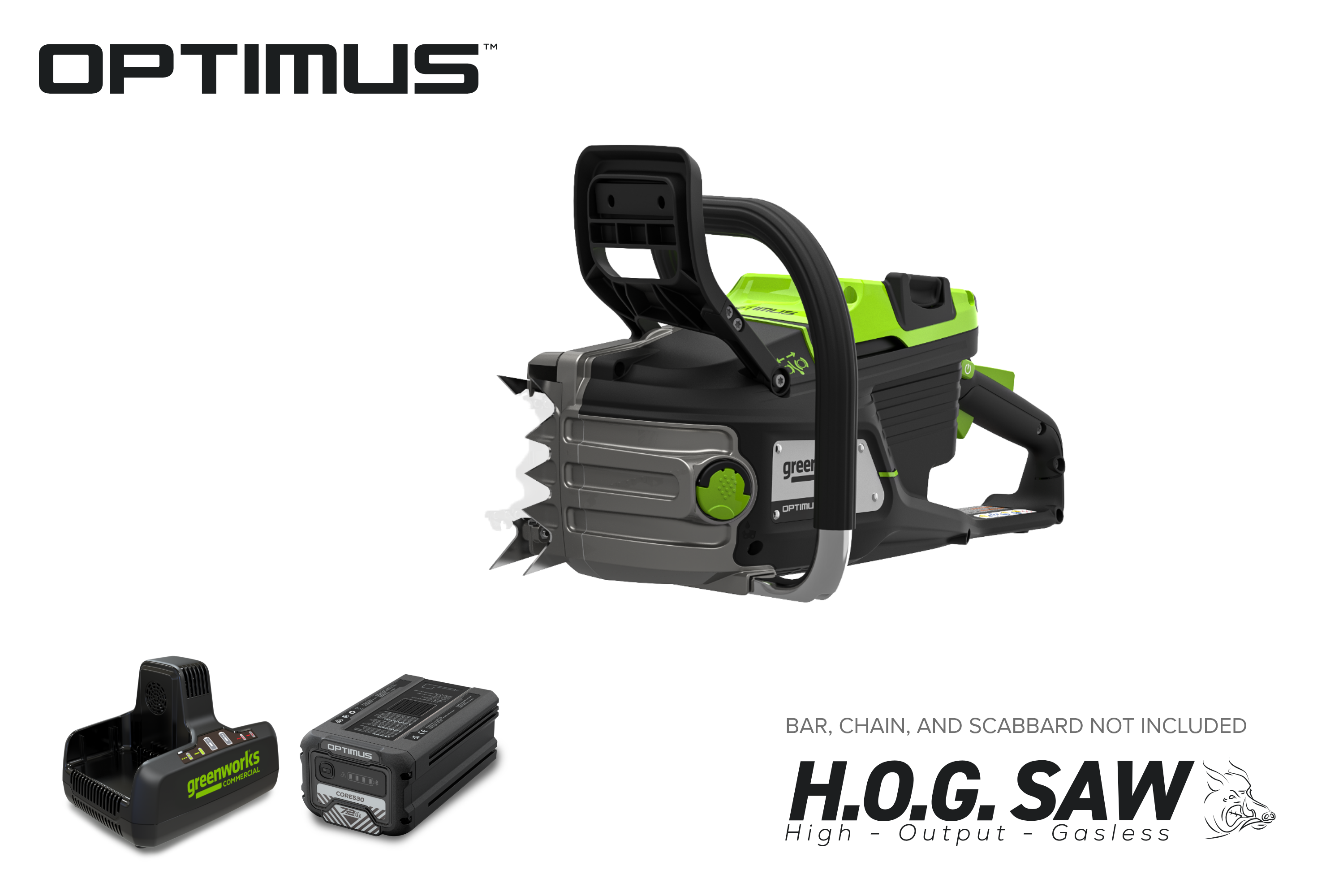 82V OPTIMUS HOGSAW 5.0kw Chainsaw Kit with CORE530 Battery & DP Charger | OCS800-C5DP