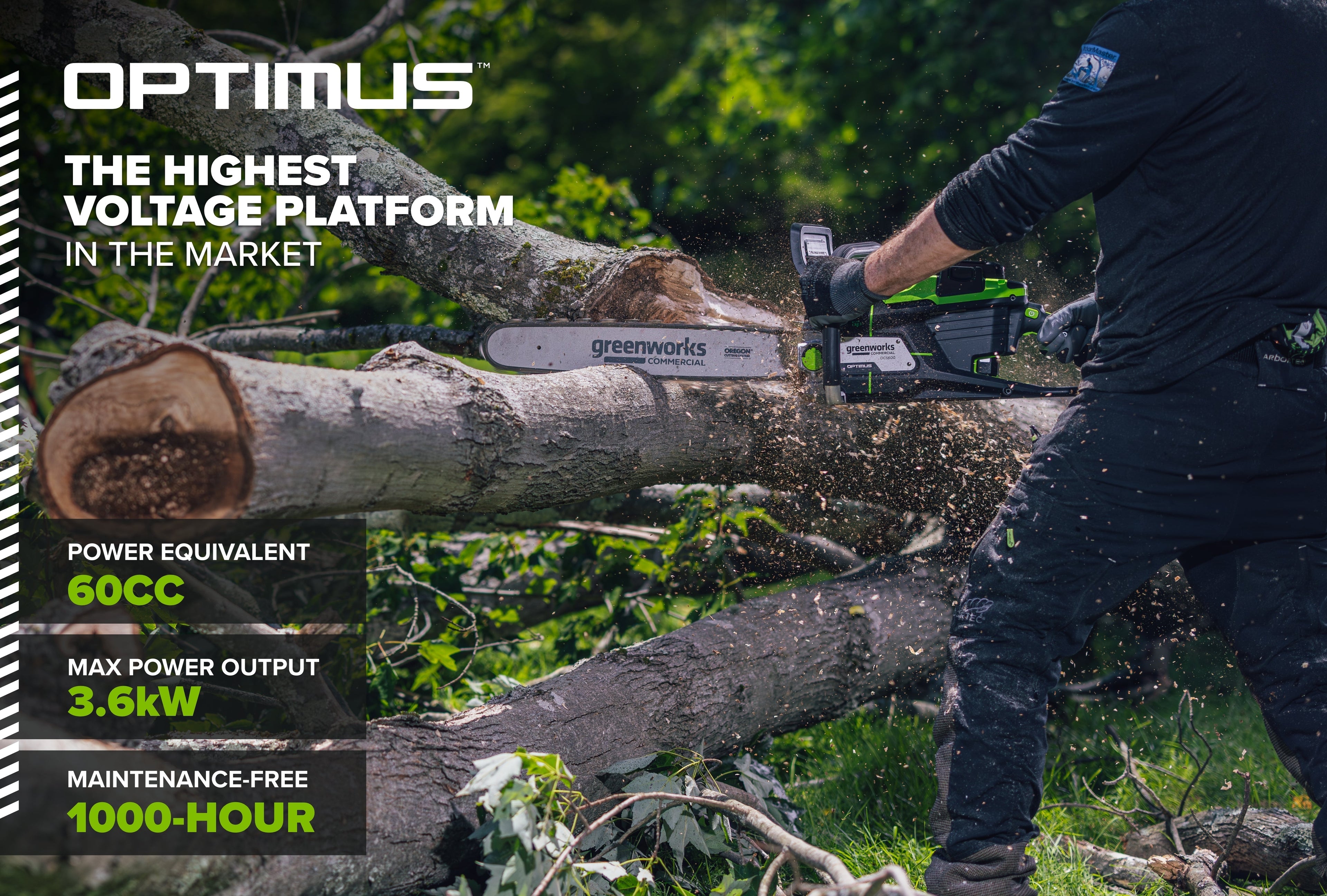 82V OPTIMUS 3.6kw Chainsaw Kit with CORE400 Battery & DP Charger | OCS600-C4DP