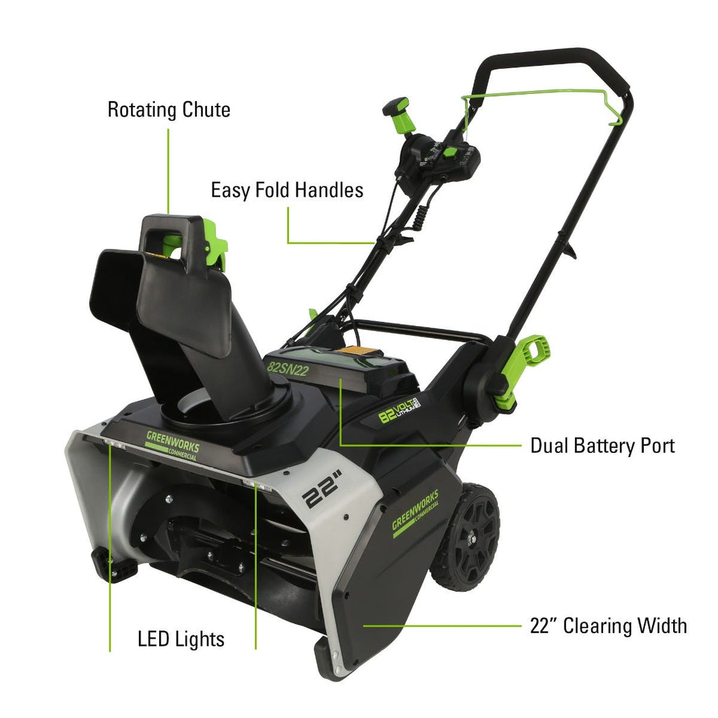 82V 22" Snow Thrower with 5Ah Battery and Dual Port Charger | 82SN22-5DP