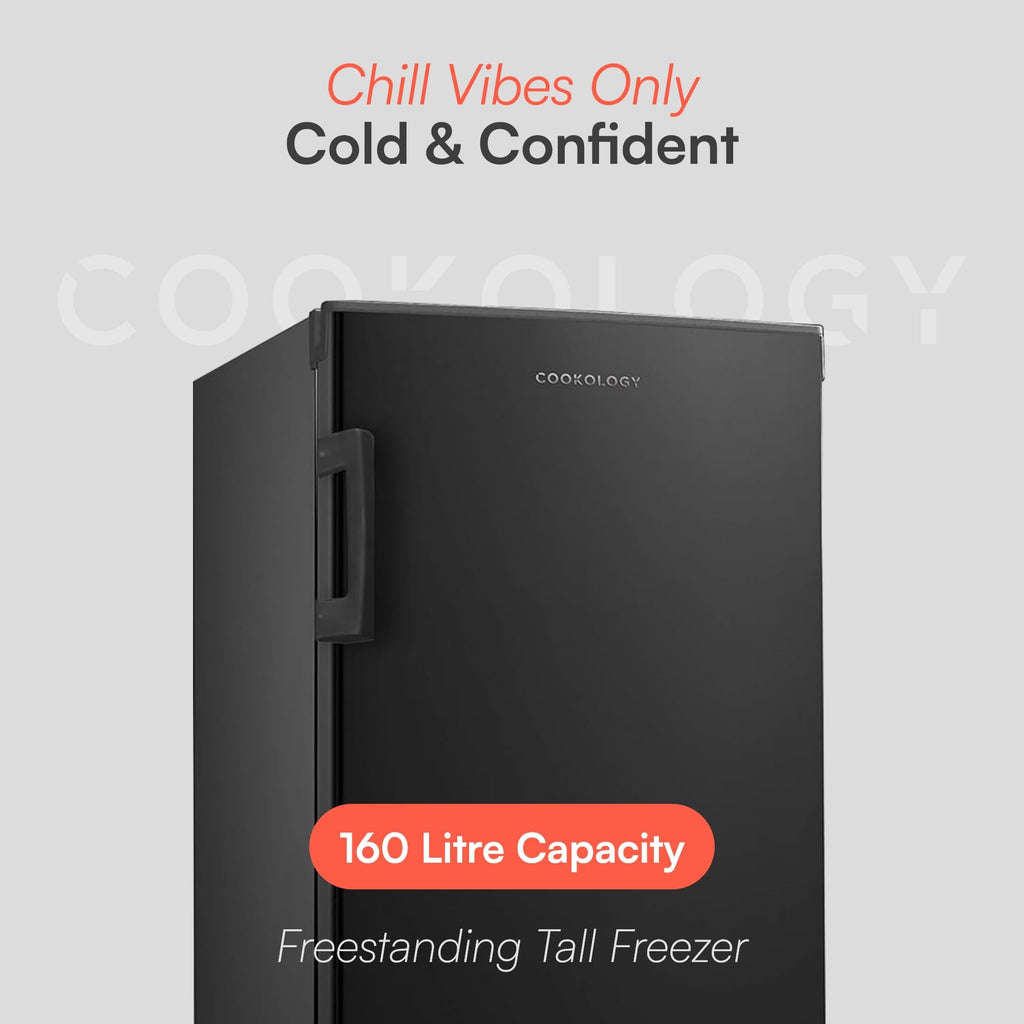 CTFZ160BK Tall Freestanding Freezer - Upright Freezer with 160 Litre Capacity - 142cm High and 55cm Wide
