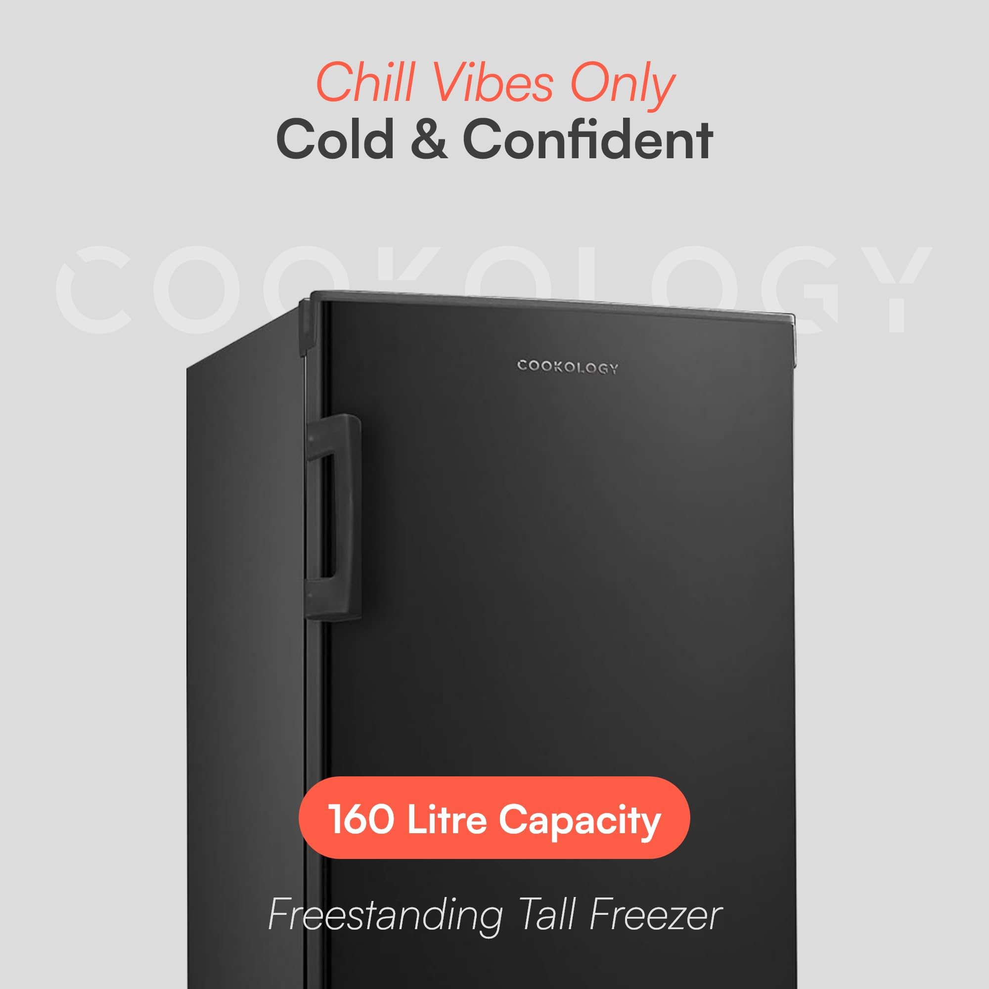 CTFZ160BK Tall Freestanding Freezer - Upright Freezer with 160 Litre Capacity - 142cm High and 55cm Wide