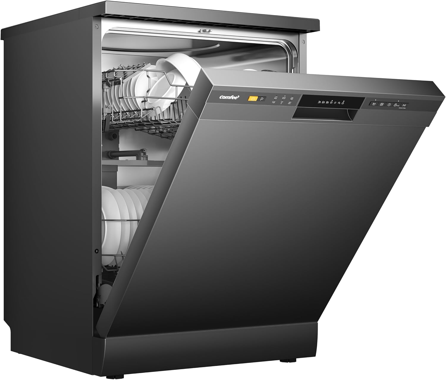 COMFEE' Freestanding Dishwasher CDWPF1201PB-UK 60cm Width, Full Size Dishwasher with 12 place settings
