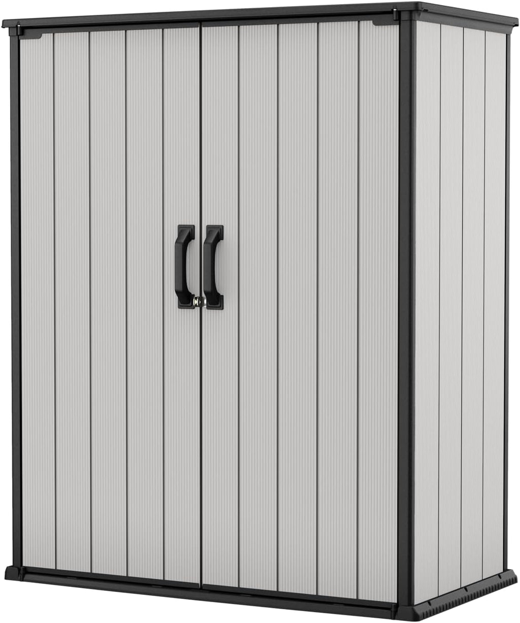 Keter Premier Shed Outdoor Resin Storage Shed with Shelf Brackets for Patio Furniture, Pool