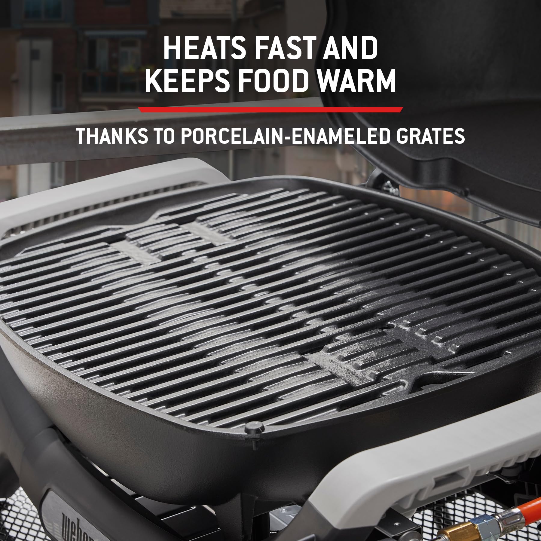 Weber Q 1100N Gas Barbecue/Portable Lightweight Grill for Camping, Patios and Balconies with High Efficiency Burner, Porcelain-Enamelled Cast Iron Grates and Electronic Ignition, Midnight Black