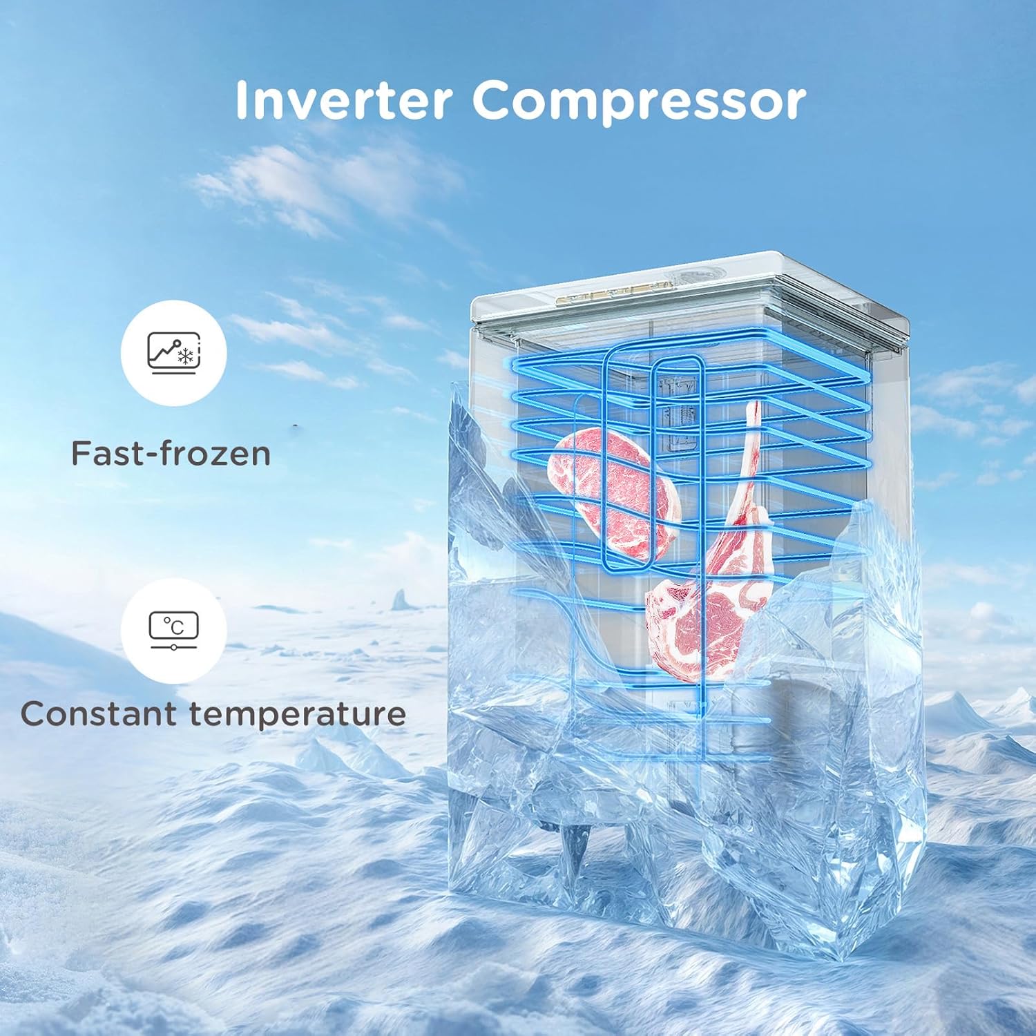 COMFEE' RCC102WH2UK(E) 99L Freestanding Chest Freezer, with Freezing and Refrigeration Conversion