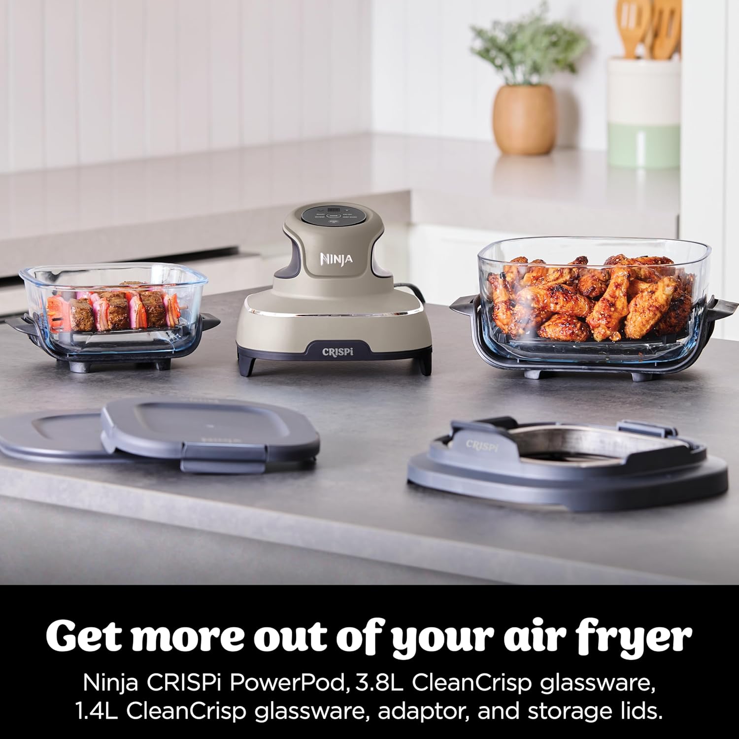 Ninja CRISPi Portable Air Fryer, 3.8L, 4-in-1: Air Fry, Roast, Keep Warm, Recrisp, Space Saving Compact Design