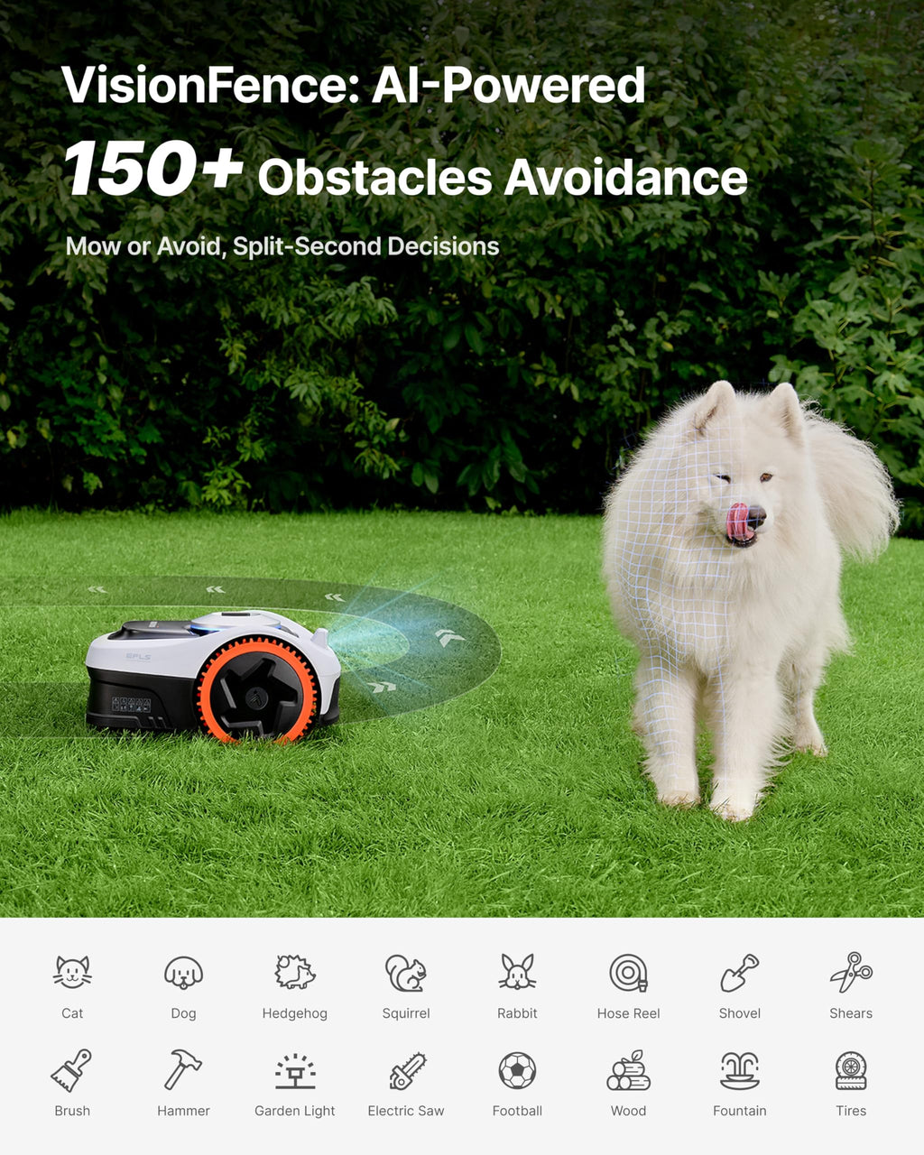 Segway Navimow i205 AWD Robotic Lawn Mower without Boundary, All-Wheel-Drive for 45% Slopes, EFLS NRTK + Vision, Auto Mapping, Incl. 2.55 Ah Battery, Rec. 500 m², No RTK Antenna Required